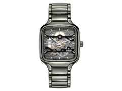Rado True Square Automatik Skeleton Keramik grau 38mm Keramikband grau – Herrenuhren Uhr ohne Datum aus Keramik und Titan. Das Gehäuse ist quadratisch und grau. Das Keramikarmband ist grau. Das Zifferblatt ist skelettiert und grau.