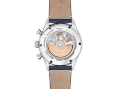 Frederique Constant Vintage Rally Healey Automatik Edelstahl 40mm blaues Zifferblatt blaues Lederband limitiert – Herrenuhren Chronograph aus Edelstahl und Leder. Das Gehäuse ist rund und silber. Das Lederarmband ist blau. Das Zifferblatt ist arabisch Index und blau. – Ansicht 2