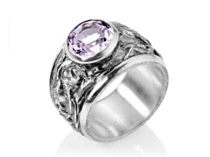 Drachenfels Design Klunkerling Ring mit Amethyst – Ringe Ring mit Besatz aus 925 Silber.