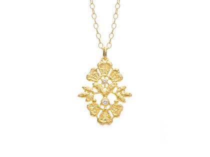 Brigitte Adolph Jewellery Design Flower Garden Anhänger Silber vergoldet mit Brillanten 0,050ct – Anhänger Anhänger mit Besatz in gelbgold und aus 925 Silber vergoldet.