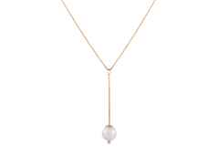 Meissen Pearl Collection  Y-Collier Roségold mit weißem Perl-Anhänger 12mm aus Meissener Porzellan® 63cm – Halsschmuck Collierkette aus 750 Rotgold, Porzellan und und .