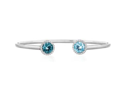 Capolavoro Espressivo Armreif Weißgold 17cm mit blauem Topas und Brillanten 0,120ct – Armschmuck Armreif aus 750 Weißgold.