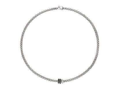 Halsschmuck Collier aus 750 Gelbgold, 750 Weißgold und und rhodiniert.