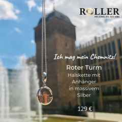 Juwelier Roller | Atelier Edition "Roter Turm" Collier aus Silber 45cm – Anhänger Anhänger ohne Besatz aus Edelstahl, Keramik und und .