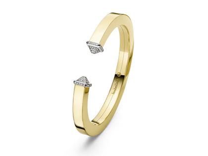 IsabelleFa Carré Sommet Armreif Gelbgold 7mm mit Brillanten 0,330ct – Armschmuck Armreif aus 750 Gelbgold, 950 Platin und und .