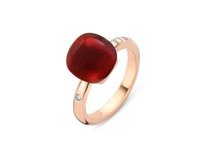 Bigli Mini Sweety "Garnet Love" Ring Roségold Gr. M mit Brillant 0,020ct – Ringe Ring mit Besatz aus 750 Rotgold.