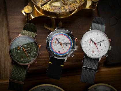 Sternglas Hamburg Chrono Quarz Edelstahl Bronze-PVD 42mm grünes Zifferblatt braunes Lederband – Herrenuhren Chronograph aus Edelstahl, Leder und PVD beschichtet. Das Gehäuse ist rund und bronze. Das Lederarmband ist braun. Das Zifferblatt ist arabisch Index und grün. – Ansicht 6