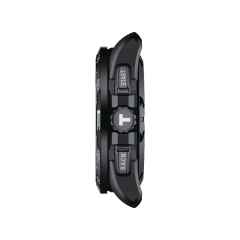 Tissot T-Touch Connect Solar Titanium schwarz schwarzes Kautschukband – Herrenuhren Chronograph aus Titan. Das Gehäuse ist rund und schwarz. Das Kautschuk / Kunststoff / Silikon Armband ist schwarz. Das Zifferblatt ist digital und schwarz. – Ansicht 2