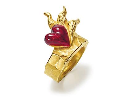 Drachenfels Design Flammeninferno vergoldet Ring – Ringe Ring aus 925 Silber vergoldet.