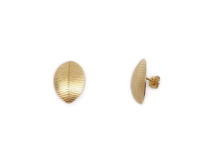 Maria Rzewuska OKK Ohrstecker Blatt Silber vergoldet breit – Ohrschmuck Ohrstecker in gelbgold und aus 925 Silber und vergoldet.