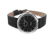 Juwelier Roller Revue Thommen Heritage Black Dial Automatic Edelstahl 39mm schwarzes Zifferblatt schwarzes Lederband 21010.2538 Full Set Occasion Neu – Herrenuhren Uhr ohne Datum aus Edelstahl und Leder. Das Gehäuse ist rund und silber. Das Lederarmband ist schwarz. Das Zifferblatt ist ein Index in schwarz.