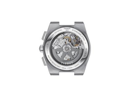 Tissot PRX Chronograph Automatik Edelstahl 42mm grünes Zifferblatt Metallband – Herrenuhren Chronograph aus Edelstahl. Das Gehäuse ist rund und silber. Das Edelstahlarmband ist silber. Das Zifferblatt ist ein Index in grün. – Ansicht 3