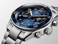 Longines Spirit Flyback Chronograph Automatik Edelstahl 42mm blaues Zifferblatt Metallband – Herrenuhren Chronograph aus Edelstahl und Keramik. Das Gehäuse ist rund und silber. Das Edelstahlarmband ist silber. Das Zifferblatt ist arabisch Index und blau. – Ansicht 4