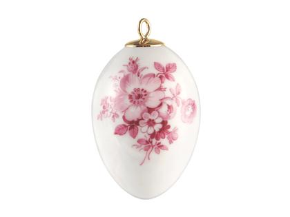 Meissen Osterei mit Motiv Vintage Blumenbukett Heckenrose – Porzellanwaren Porzellandekoration in weiß und aus Porzellan.