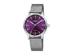 Mühle Glashütte Panova Violett Automatik Edelstahl 40mm Metallband – Herrenuhren Uhr ohne Datum aus Edelstahl. Das Gehäuse ist rund und silber. Das Edelstahlarmband ist silber. Das Zifferblatt ist ein Index in lila.