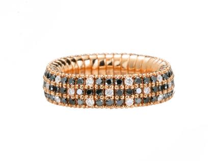 Silhouette Schmuck Tennis Flex Ring Rotgold mit Brillanten 2,0ct – Ringe Ring mit Besatz aus 750 Weißgold.