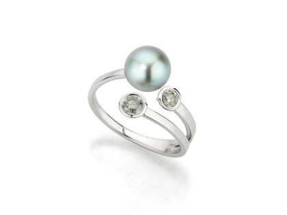 Gellner Salt´n Pepper Ring Platin mit Akoyaperle und Brillanten 0,680ct – Ringe Ring mit Besatz aus 950 Platin.