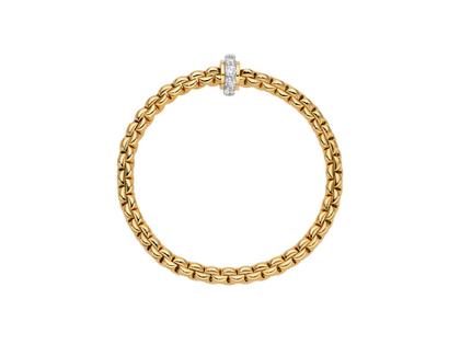 Fope Eka Flex'It   Armband   schmal Gelbgold 1 Ronde mit Brillanten 0,89ct M flexibel – Armschmuck Armband aus 750 Gelbgold, 750 Weißgold und und . – Ansicht 2