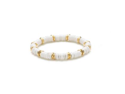 Silhouette Schmuck Keramik Flex Loop Armband weiß mit Gelbgold Loops – Armschmuck Armband in weiß und aus 750 Gelbgold und Keramik.
