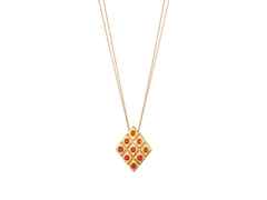 A. Odenwald Catwalk Kette mit Anhänger Gelbgold mit verschiedenfarbigen Saphiren – Halsschmuck Kette mit Anhänger aus 750 Gelbgold.