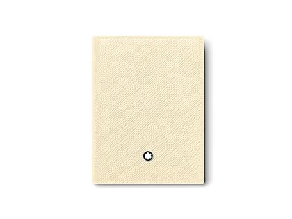 Montblanc Sartorial Mini-Brieftasche 4 cc Leder Elfenbein Knopfverschluss – Lederwaren Leder Brieftasche in beige und aus Leder.