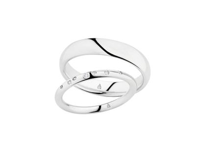 Christian Bauer Trauringpaar Weißgold gewölbt mit Brillanten 0,050ct – Ringe Trauring mit Besatz aus 585 Weißgold.