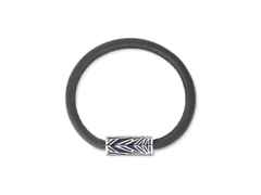 Montblanc The Origin Collection Armband schwarzes Leder Edelstahl blau 17,5cm – Armschmuck Armband aus Edelstahl, Leder und und . – Ansicht 2