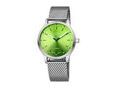 Mühle Glashütte Panova Limettengrün Automatik Edelstahl 40mm Metallband – Herrenuhren Uhr ohne Datum aus Edelstahl. Das Gehäuse ist rund und silber. Das Edelstahlarmband ist silber. Das Zifferblatt ist ein Index in grün.