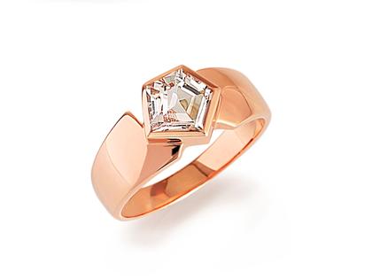 Cédé Munsteiner Ring Roségold mit weißem Bergkristall – Ringe Ring mit Besatz in roségold und aus 750 Rotgold.