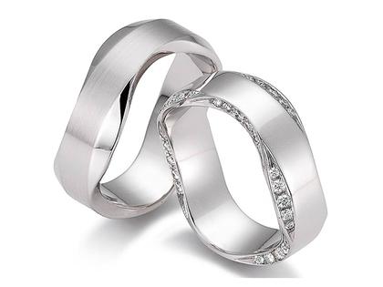 Gerstner Exclusiv Trauring Paar 6 – Ringe Trauring mit Besatz aus 585 Weißgold.