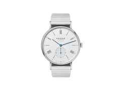 Nomos Glashütte Ludwig neomatik 39 Automatik Edelstahl weißes Zifferblatt Metallband – Herrenuhren Uhr ohne Datum aus Edelstahl. Das Gehäuse ist rund und silber. Das Edelstahlarmband ist silber. Das Zifferblatt ist arabisch Index und weiß.