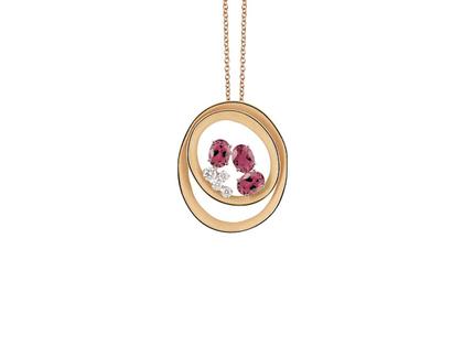Cammilli Firenze Dune Solar Color Collierkette Orange Apricot mit Brillanten 0,190ct – Halsschmuck Collierkette aus 750 Gelbgold.