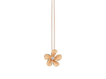 Cammilli Firenze Cherry Bloom Kette mit Anhänger Orange Apricot mit Brillant 0,030ct – Halsschmuck Kette mit Anhänger aus 750 Rotgold.