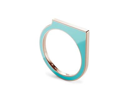Niessing Setario Square Ring Rosewood mit türkis-dunkelgrüner Emaille – Ringe Ring aus 750 Weißgold.