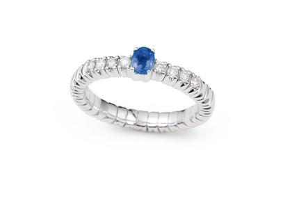 Silhouette Schmuck Tennis Flex Ring Saphire blau Weißgold – Ringe Ring mit Besatz aus 750 Weißgold.