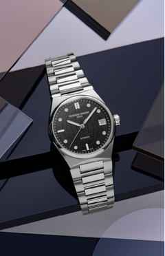 Frederique Constant Highlife Ladies Automatik Edelstahl 34mm schwarzes Zifferblatt Metallband – Damenuhren Uhr mit Datum aus Edelstahl. Das Gehäuse ist rund und gelbgold. Das Edelstahlarmband ist silber. Das Zifferblatt ist ein Index in schwarz. – Ansicht 5