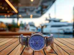 Erwin Sattler Chronograph III S Automatik Edelstahl 44mm blaues Zifferblatt schwarzes Lederband limitiert – Herrenuhren Chronograph aus Edelstahl und Leder. Das Gehäuse ist rund und silber. Das Lederarmband ist schwarz. Das Zifferblatt ist ein Index in blau. – Ansicht 5