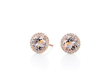 Capolavoro Espressivo Ohrstecker Roségold mit rosanem Morganit und Brillanten 0,120ct – Ohrschmuck Ohrstecker aus 750 Rotgold.