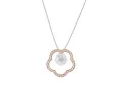 Meissen 1739 Royal Blossom Frame Collier Roségold 45cm mit Brillanten 0,500ct – Halsschmuck Collier aus 750 Rotgold, Porzellan und und .