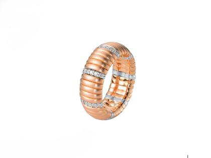 Silhouette Schmuck Tennis Flex Ring Rotgold und Weißgold mit Brillanten 0,48ct – Ringe Ring mit Besatz aus 750 Rotgold, 750 Weißgold und und .