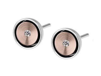 Ernstes Design E497 Ohrstecker mit Brillant – Ohrschmuck Ohrstecker aus 585 Rotgold, Edelstahl und und .