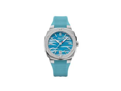 Alpina Alpiner Extreme Quartz Edelstahl 34mm blaues Zifferblatt blaues Kautschukband limitiert – Damenuhren Uhr mit Datum aus Edelstahl und Kautschuk. Das Gehäuse ist rund und silber. Das Kautschuk / Kunststoff / Silikon Armband ist blau. Das Zifferblatt ist ein Index in blau.