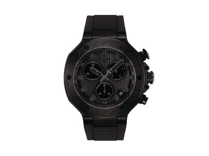 Tissot T-Race Chronograph Quarz Edelstahl Schwarz-PVD 45mm schwarzes Zifferblatt schwarzes Kautschukband – Herrenuhren Chronograph aus Edelstahl, Kautschuk und PVD beschichtet. Das Gehäuse ist rund und schwarz. Das Kautschuk / Kunststoff / Silikon Armband ist schwarz. Das Zifferblatt ist ein Index in schwarz.