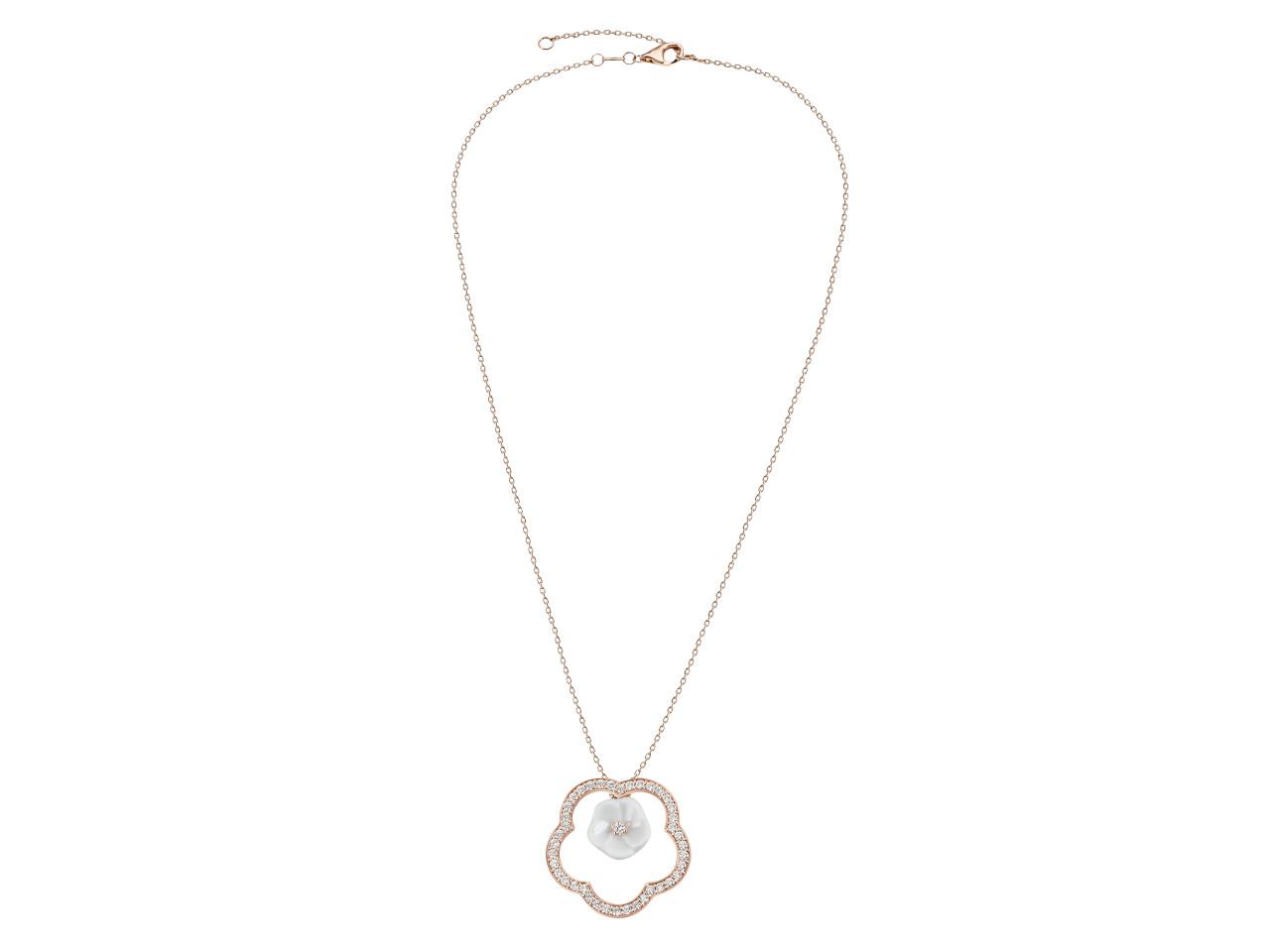 Meissen 1739 Royal Blossom Frame Collier Roségold 45cm mit Brillanten 0,500ct – Halsschmuck Collier aus 750 Rotgold, Porzellan und und . – Ansicht 2