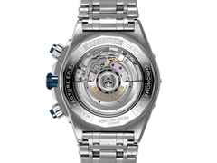 Breitling Super Chronomat B01 44 Automatik Edelstahl blaues Zifferblatt Metallband – Herrenuhren Chronograph aus Edelstahl. Das Gehäuse ist rund und silber. Das Edelstahlarmband ist silber. Das Zifferblatt ist ein Index in blau. – Ansicht 2