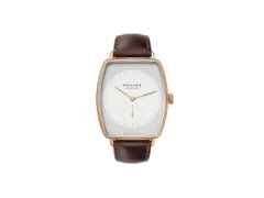 Nomos Glashütte Lux Hermelin Handaufzug Roségold 38,5mm weiß-graues Zifferblatt braunes Lederband – Damenuhren Uhr ohne Datum aus 750 Rotgold. Das Gehäuse ist sonstige Form und roségold. Das Lederarmband ist braun. Das Zifferblatt ist ein Index in grau.