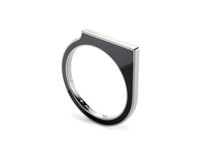 Niessing Setario Square Ring Fine Gray mit schwarz-weißer Emaille – Ringe Ring aus 750 Weißgold, Emaille und und .
