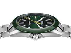 Rado HyperChrome Quarz Edelstahl 41,5mm grünes Zifferblatt Metallband – Herrenuhren Uhr mit Datum aus Edelstahl und Keramik. Das Gehäuse ist rund und silber. Das Edelstahlarmband ist silber. Das Zifferblatt ist ein Index in grün. – Ansicht 3