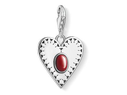 Thomas Sabo Charm-Anhänger Herz mit rotem Stein 1683 – Anhänger Anhänger mit Besatz aus 925 Silber.