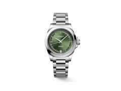 Longines Conquest Automatik Edelstahl 34mm grünes Zifferblatt Metallband – Damenuhren Uhr mit Datum aus Edelstahl. Das Gehäuse ist rund und silber. Das Edelstahlarmband ist silber. Das Zifferblatt ist ein Index in grün.